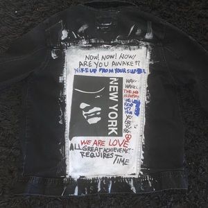 hand designed black jean jacket